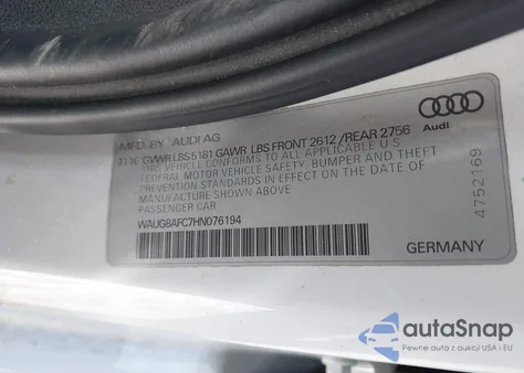 2017 Audi A6 2.0T Premium z USA, uszkodzony, nr VIN WAUG8AFC7HN076194